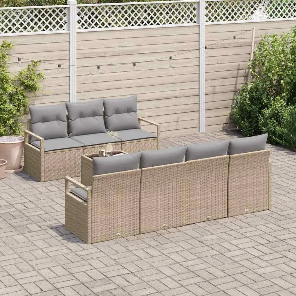 vidaXL Σετ Καναπέ Κήπου 8 pcs Μπεζ, Γκρι 55 x 55 x 37 εκ