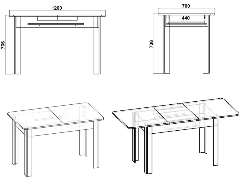 Τραπέζι Quiin pakoworld επεκτεινόμενο λευκό 120-174x70x73.5εκ - 184-000008 - 184-000008