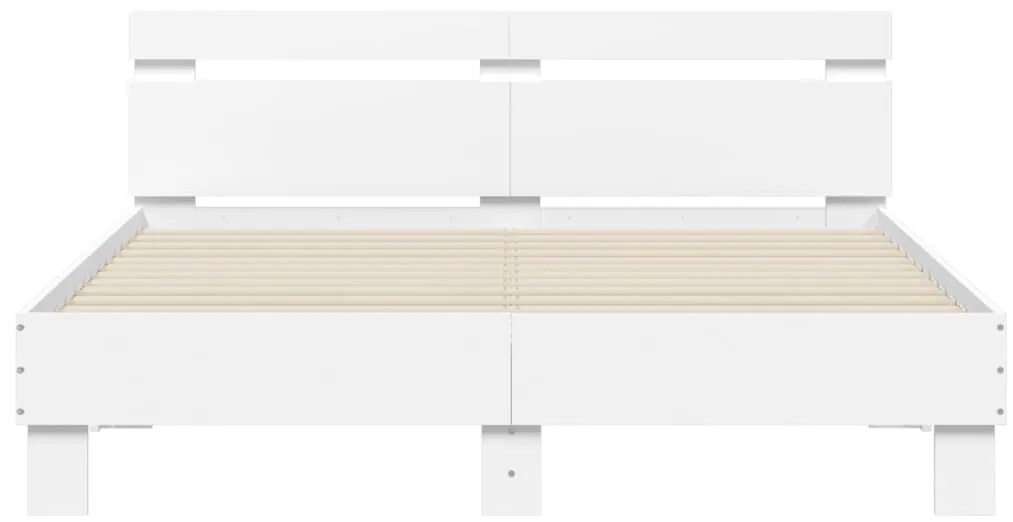 vidaXL Πλαίσιο Κρεβατιού με Κεφαλάρι/LED Λευκό 140 x 200 εκ