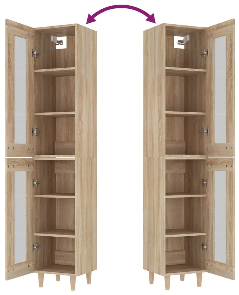 vidaXL Μπουφές Sonoma δρυς 34,5 x 34 x 180 εκ. από Επεξεργασμένο Ξύλο