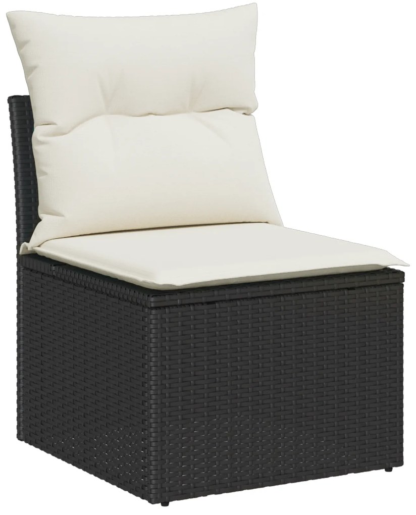 vidaXL 8 Piece Garden Sofa Set with Cushions Black Poly Rattan Acacia