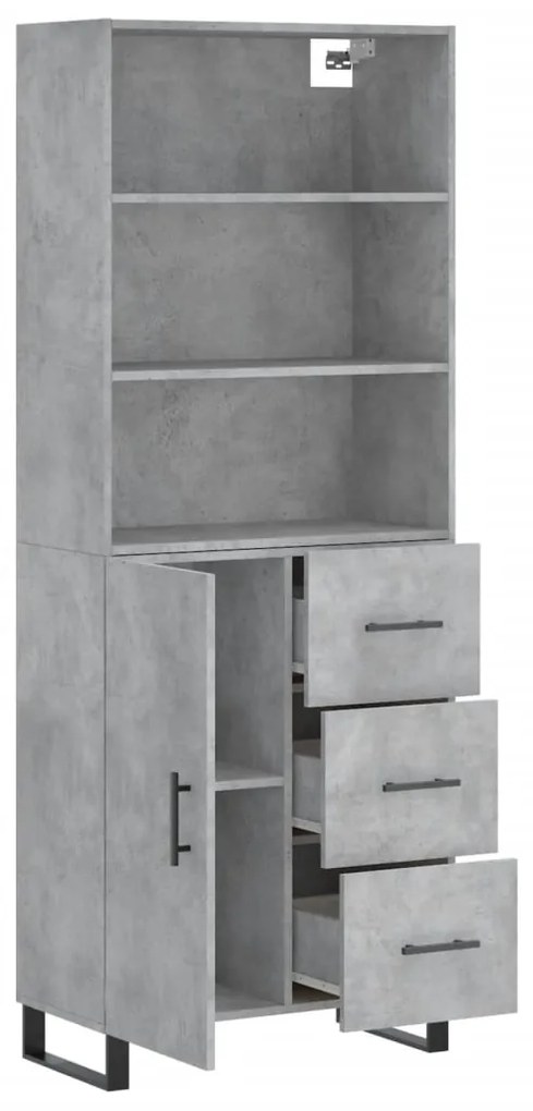 vidaXL Ντουλάπι Γκρι Σκυροδέματος 69,5x34x180 εκ. Επεξεργασμένο Ξύλο