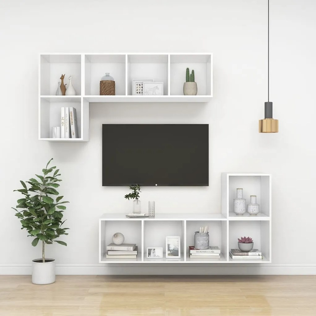 vidaXL Ντουλάπια Τοίχου 2 τεμ. Λευκά 37 x 37 x 37 εκ. από Επεξ. Ξύλο