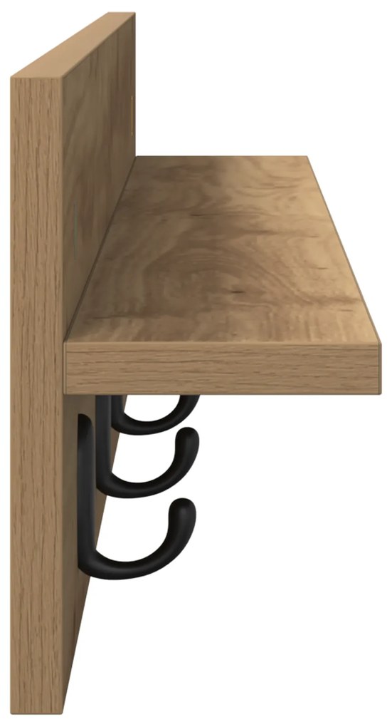 vidaXL Τοίχου Κρεμάστρα με ράφι artisan δρυς 80 x 10.5 x 18 εκ
