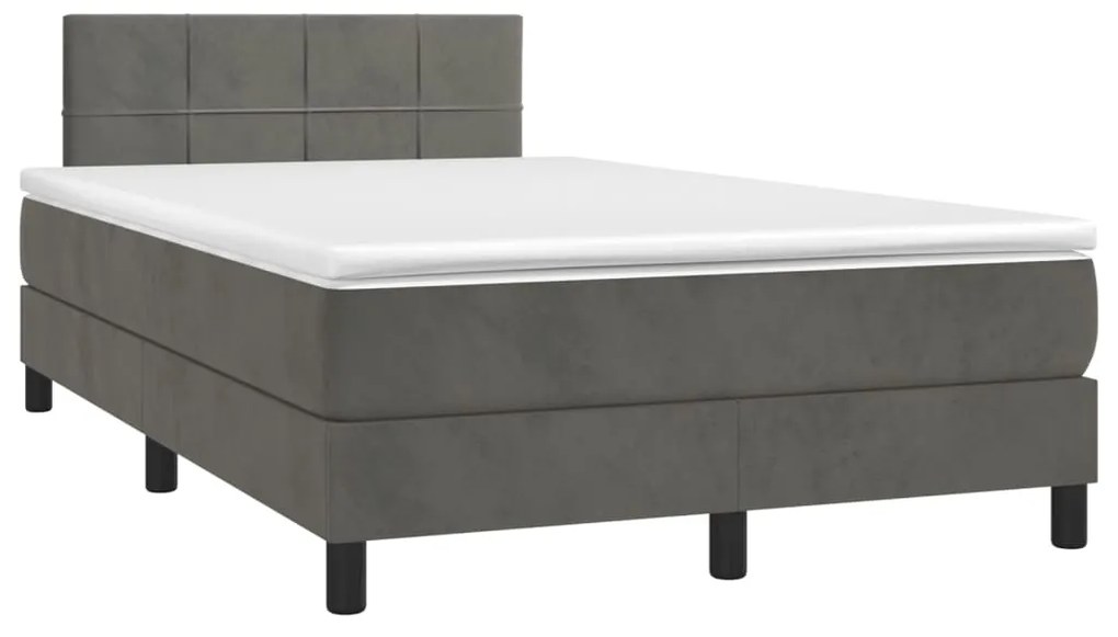 Κρεβάτι Boxspring με Στρώμα Σκούρο Γκρι 120x200 εκ. Βελούδινο - Γκρι