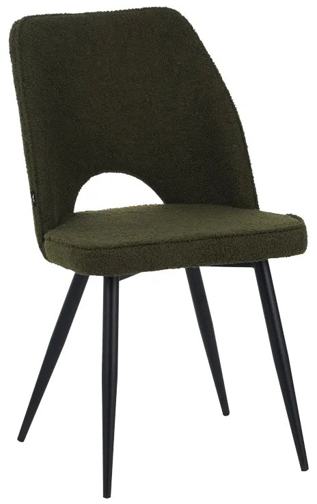 Καρέκλα Renish pakoworld μπουκλέ ύφασμα λαδί- μαύρα μεταλλικά πόδια 47x61x85εκ