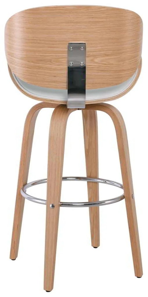 Σκαμπώ GOMEZ Bar Φυσικό/PU Άσπρο 54x57x76/107cm