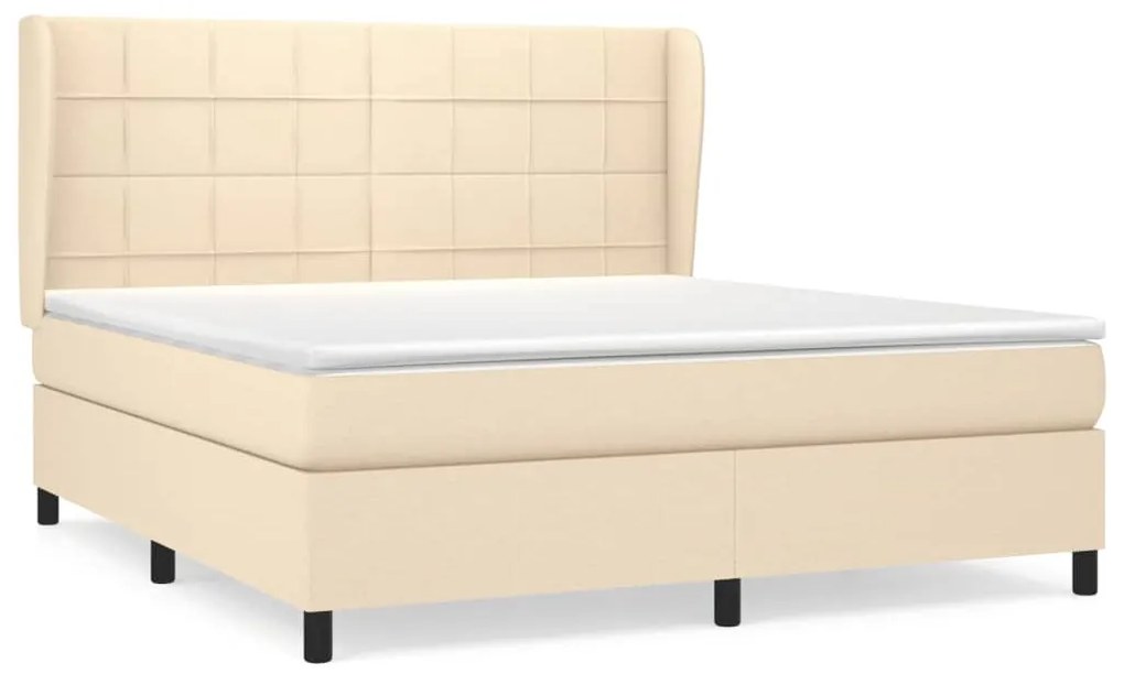 Κρεβάτι Boxspring με Στρώμα Κρεμ 160x200 εκ. Υφασμάτινο - Κρεμ