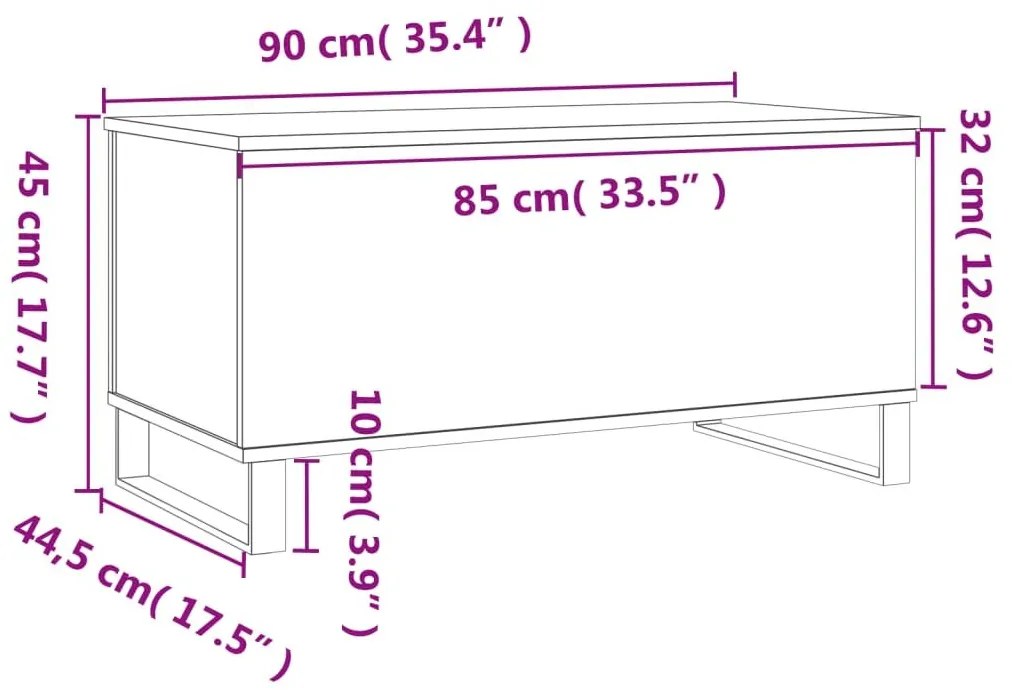 Τραπεζάκι Σαλονιού Καφέ Δρυς 90x44,5x45 εκ. Επεξεργασμένο Ξύλο - Καφέ