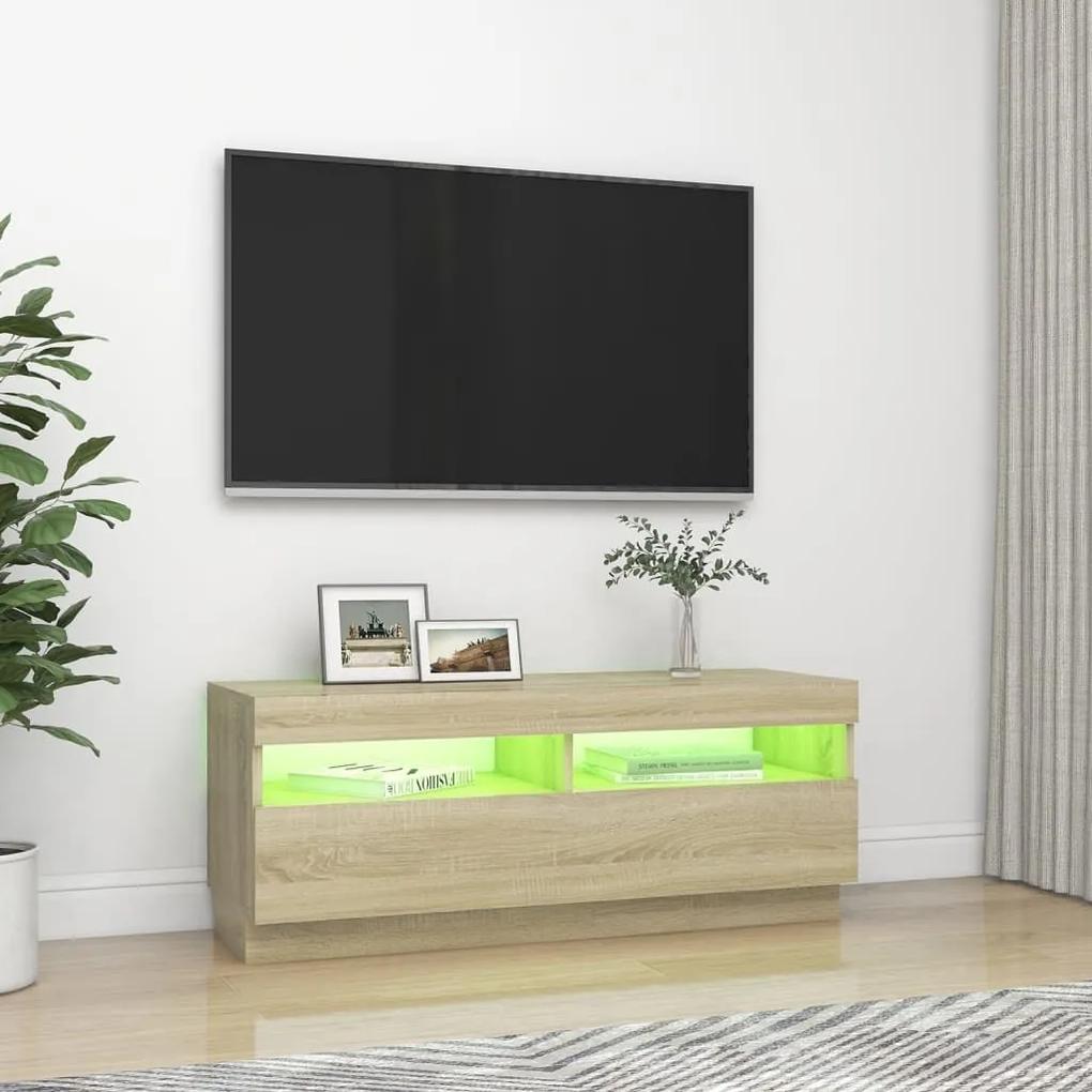 Έπιπλο Τηλεόρασης με Φωτισμό LED Sonoma Δρυς 100 x 35 x 40 εκ. - Καφέ