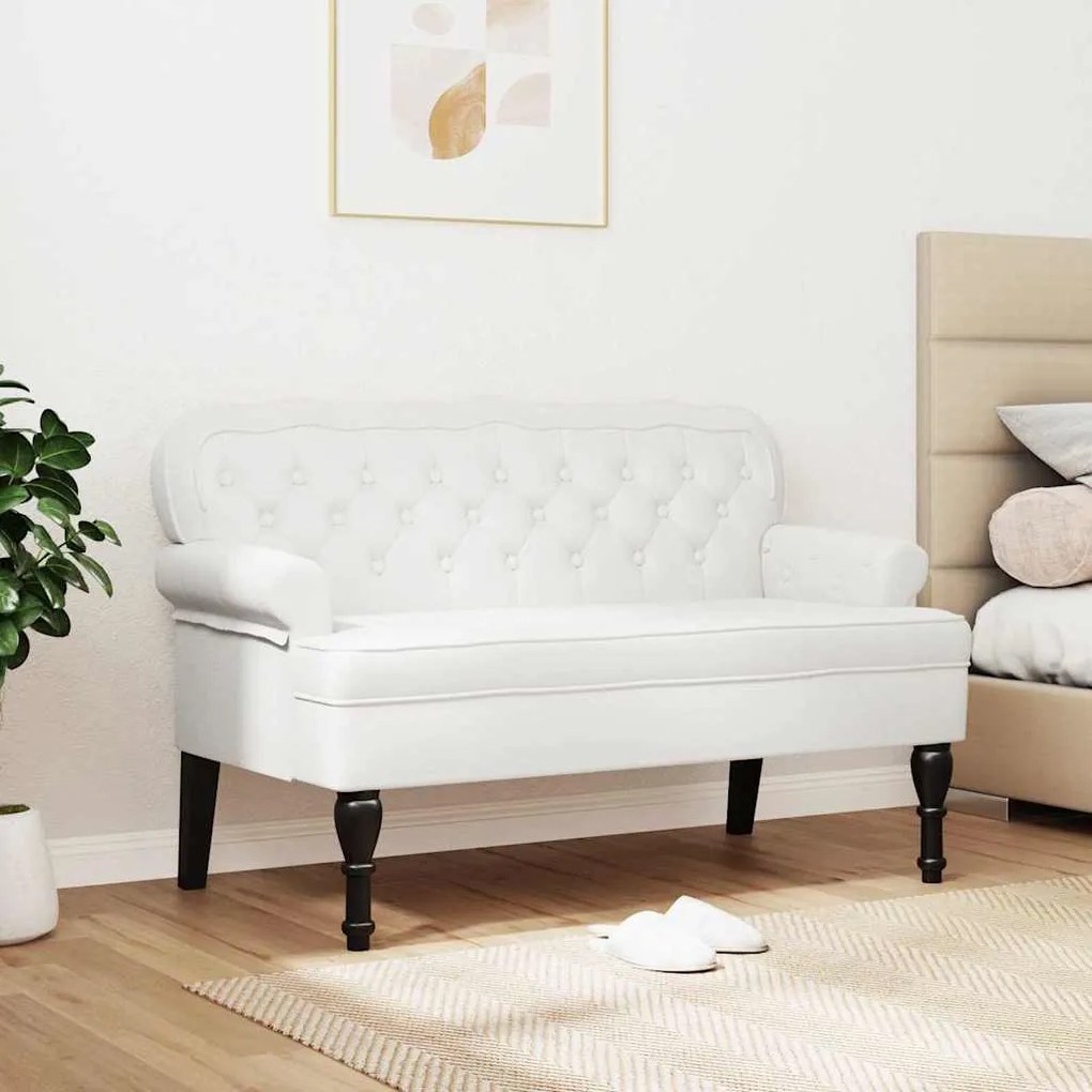 vidaXL Καναπές Chesterfield Λευκό 119.5 x 64.5 x 75 εκ. Τεχνητό Δέρμα