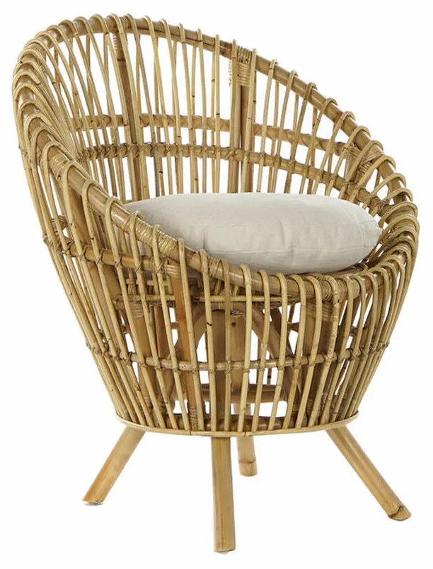 Πολυθρόνα DKD Home Decor 8424001750092 Φυσικό βαμβάκι Λευκό ρατάν (74 x 67 x 85 cm)