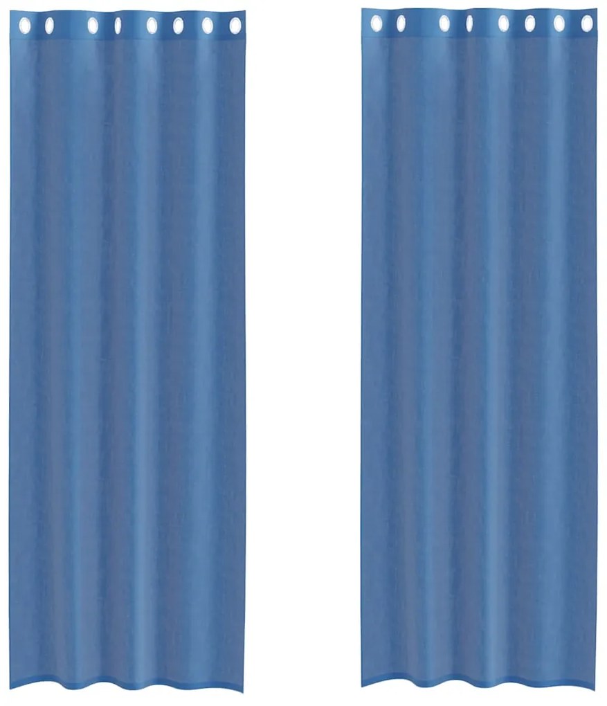 vidaXL Voile κουρτίνες με ροδέλες 2 τεμάχια Μπλε Ρουά