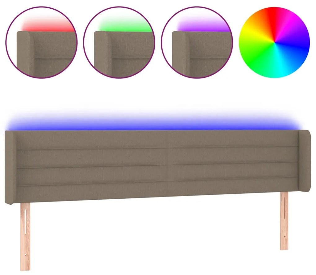 vidaXL Κεφαλάρι Κρεβατιού LED Taupe 163x16x78/88 εκ. Υφασμάτινο