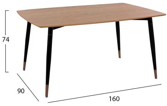 Σετ τραπεζαρίας C11180 5τμχ με Τραπέζι Φυσικό 160x90x74εκ. & Καρέκλες SERENTIY Βελούδο Μπλέ