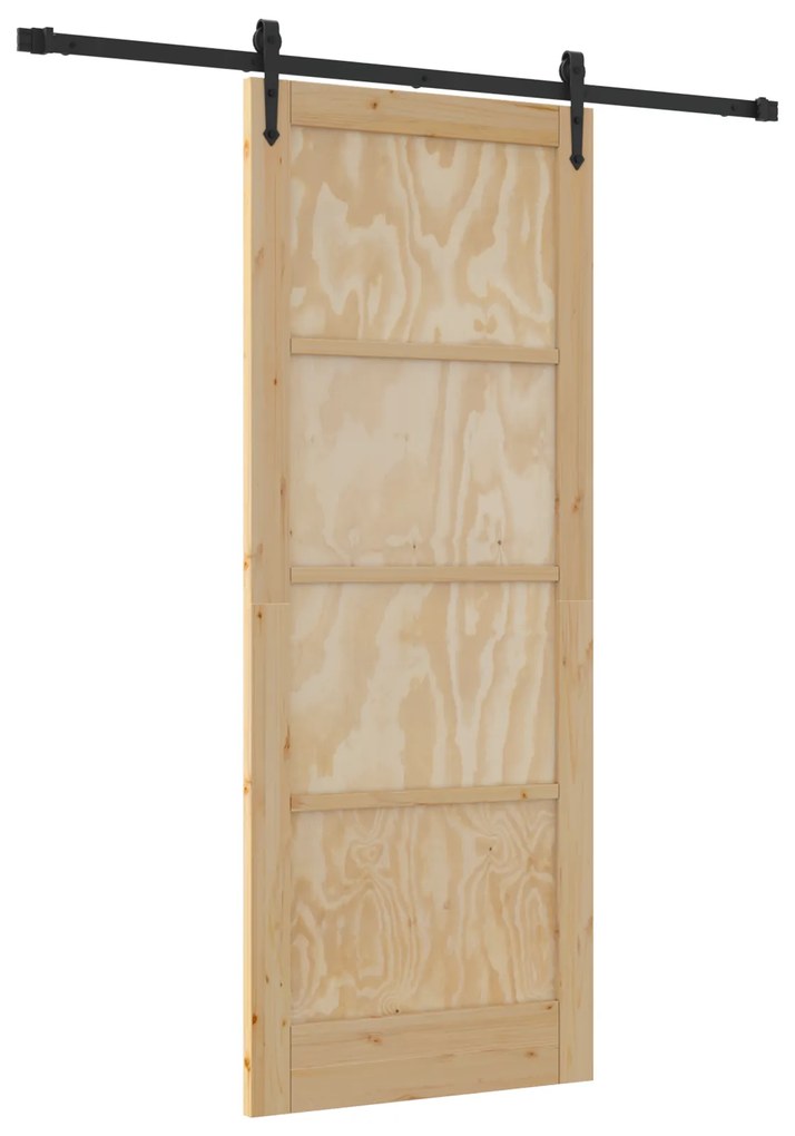 vidaXL Συρόμενη Πόρτα με Σετ Εξαρτημάτων 83x211 cm Συμπαγές Ξύλο Πεύκου