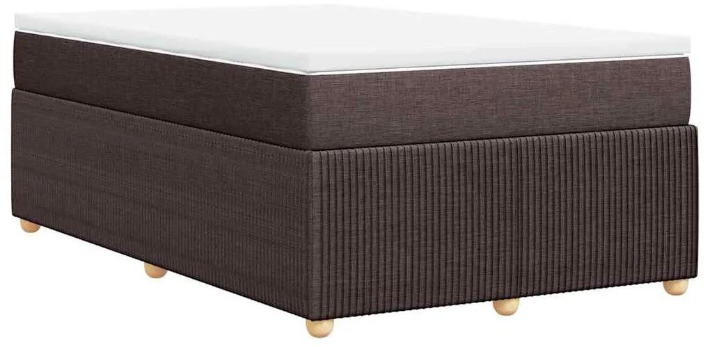 vidaXL Κρεβάτι Boxspring με Στρώμα Σκούρο Καφέ 120x190 εκ Υφασμάτινο