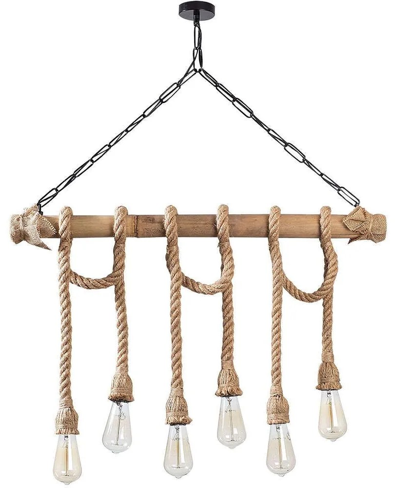Φωτιστικό Οροφής - Ράγα Erebos 521SHN3124 80x8x90cm 6xE27 40W Natural-Black Opviq