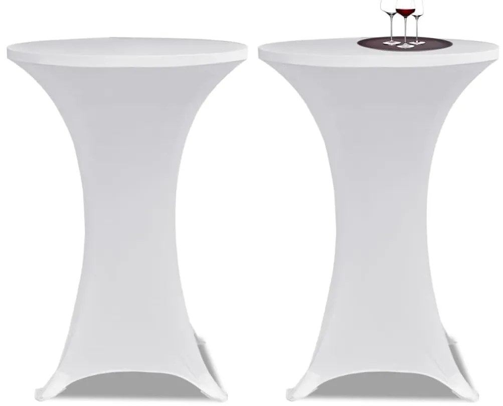 Κάλυμμα Τραπεζιού Stretch 2 τεμ. Λευκό Ø 80 εκ.