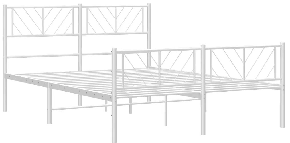 vidaXL Πλαίσιο Κρεβατιού με Κεφαλάρι&Ποδαρικό Λευκό 140x200εκ. Μέταλλο