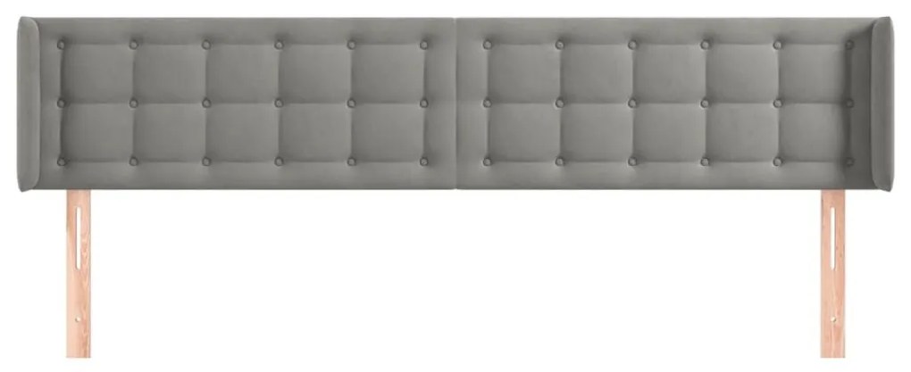 Κεφαλάρι με Πτερύγια Ανοιχτό Γκρι 163x16x78/88 εκ. Βελούδινο - Γκρι