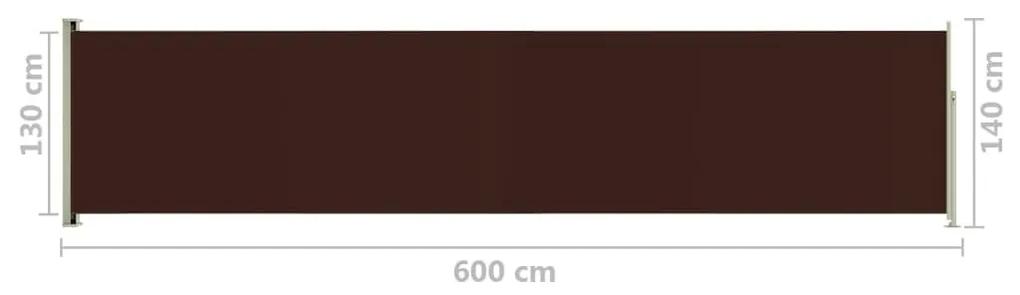 Σκίαστρο Πλαϊνό Συρόμενο Βεράντας Καφέ 140 x 600 εκ. - Καφέ