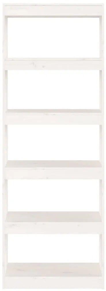vidaXL Βιβλιοθήκη/Διαχωριστικό Χώρου Λευκή 60x30x167,5 εκ. Μασίφ Πεύκο