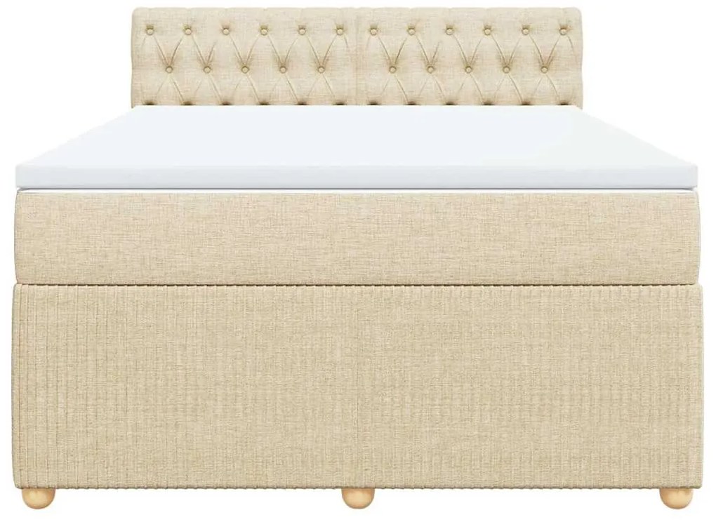 vidaXL Κρεβάτι Boxspring με Στρώμα Κρεμ 160x200 εκ. Υφασμάτινο