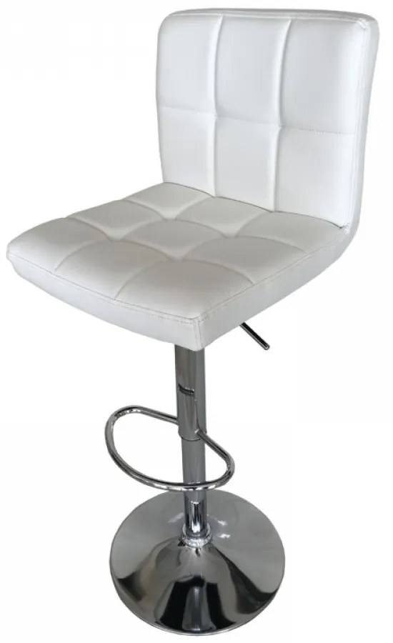 Σκαμπό μπαρ Δέρμα, Calypso 12 Λευκό, 48/42/113 εκ., Genomax Genom1219921277