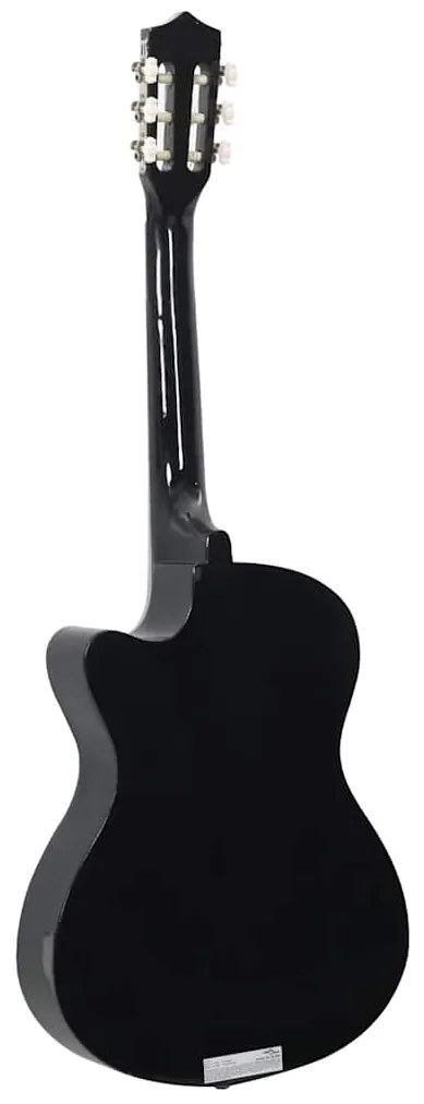 vidaXL Κιθάρα Western Classical Cutaway Σετ 12 Τεμ. 6 Χορδές Μαύρη 38&quot;