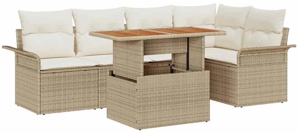 vidaXL Σετ Καναπέ Κήπου 6 pcs μπεζ και κρεμ 100 x 55 x 73 εκ