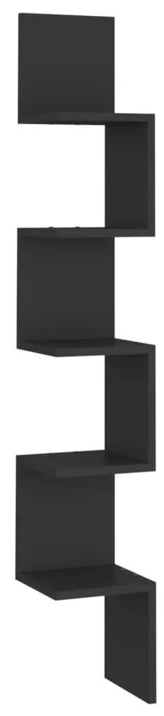 Γωνιακή Ραφιέρα Τοίχου Μαύρη 20x20x127,5 εκ. Μοριοσανίδα - Μαύρο