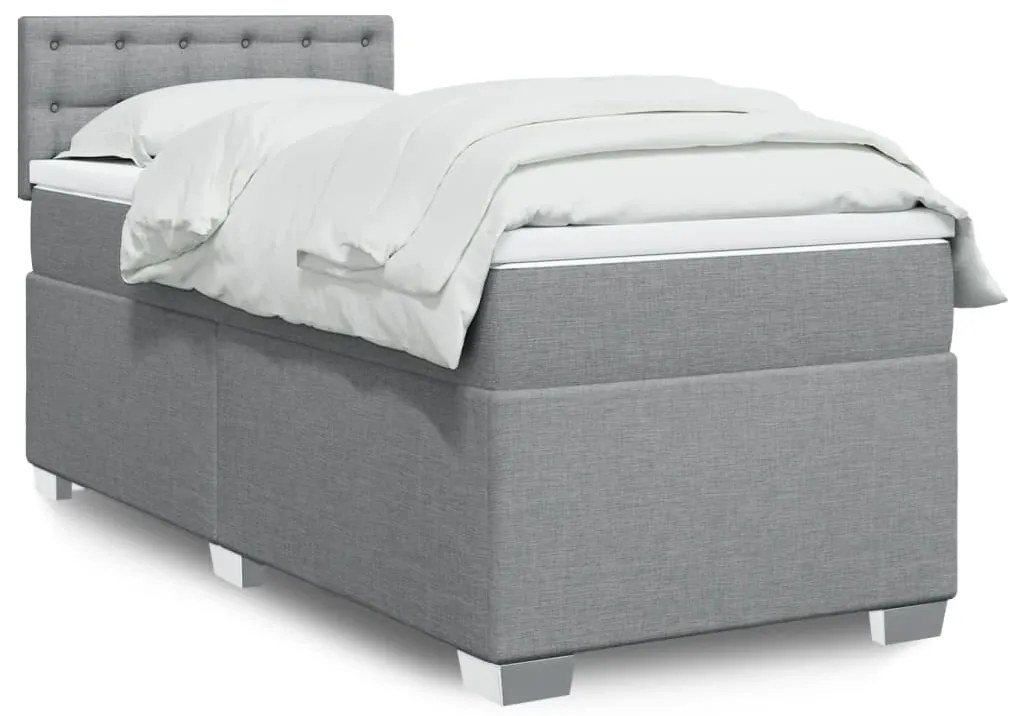 vidaXL Κρεβάτι Boxspring με Στρώμα Ανοιχτό Γκρι 80x200 εκ. Υφασμάτινο