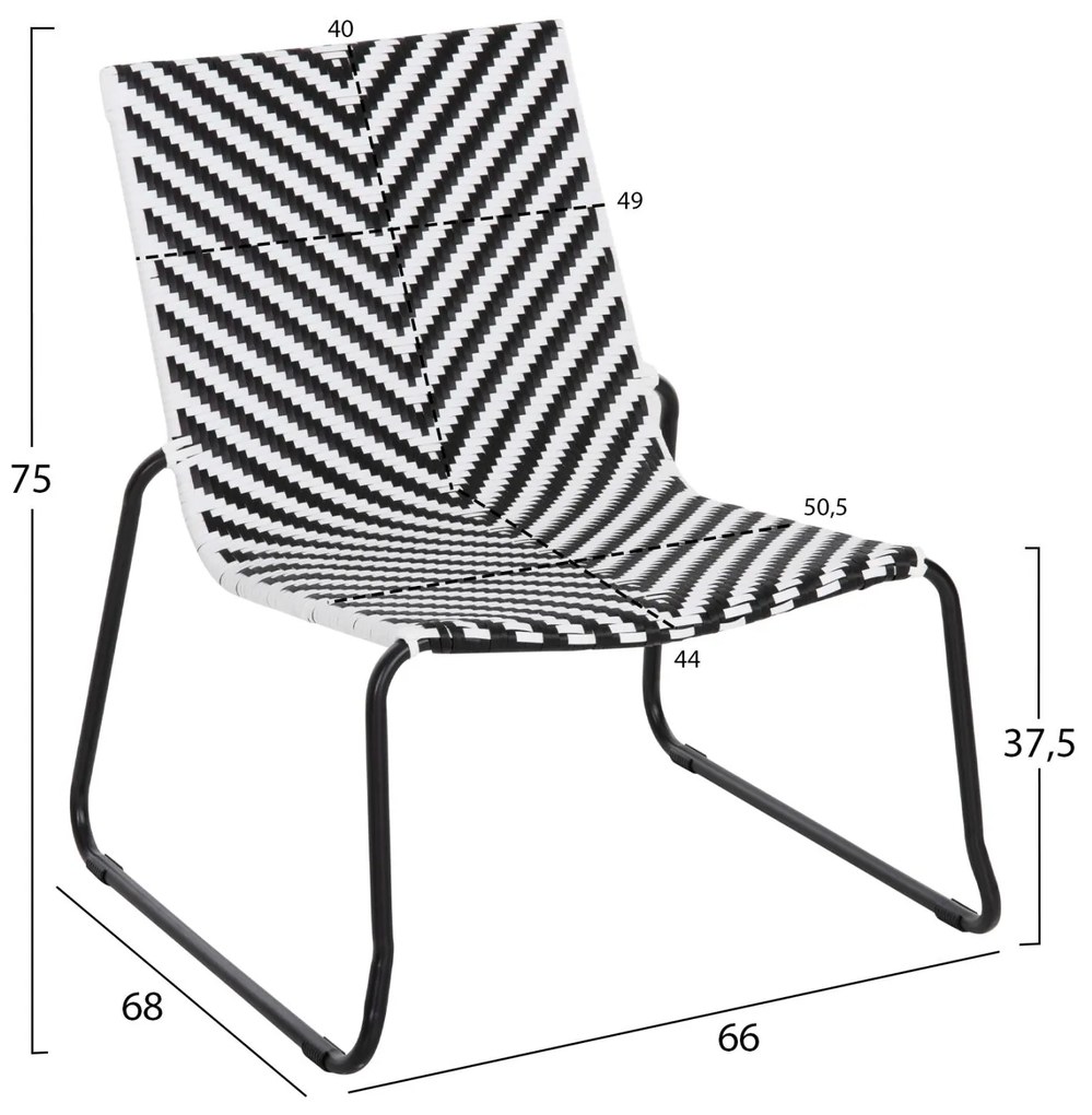 Καρέκλα PONY C6082 Μεταλλική Μαύρο - Λευκό Συνθετικό RAttan 66x68x75Υεκ. 66x68x75 εκ.