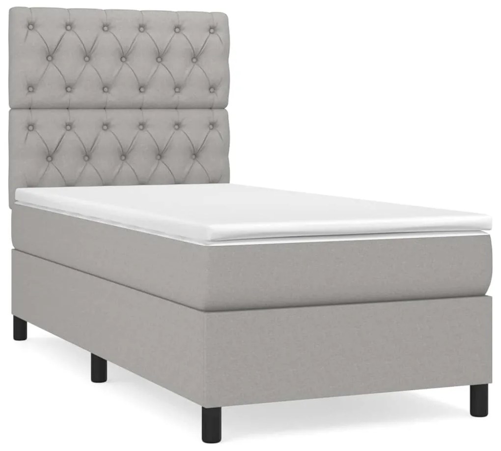 Κρεβάτι Boxspring με Στρώμα Ανοιχτό Γκρι 80x200 εκ. Υφασμάτινο - Γκρι