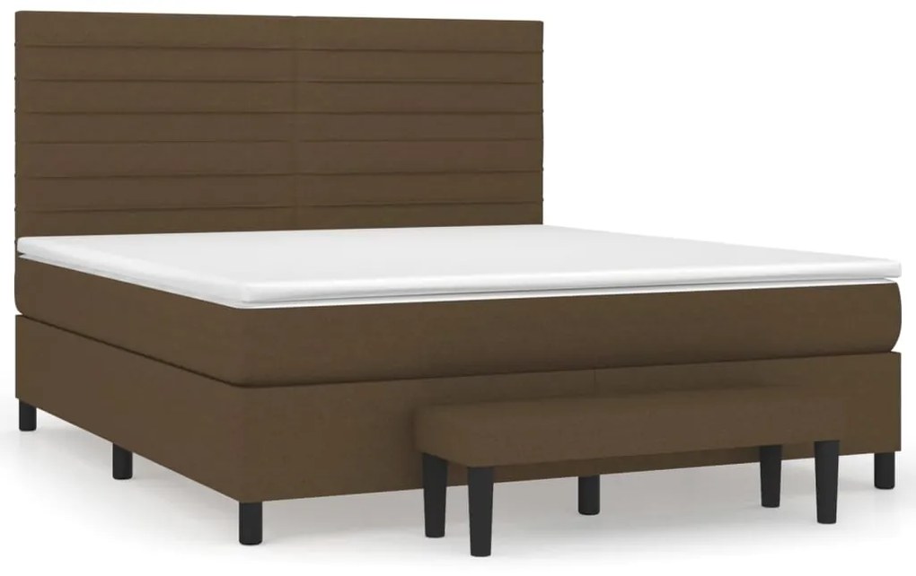 vidaXL Κρεβάτι Boxspring με Στρώμα Σκούρο Καφέ 180x200 εκ Υφασμάτινο