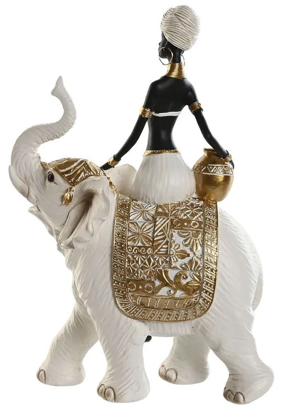 Διακοσμητική Φιγούρα Home ESPRIT Λευκό Μαύρο Χρυσό Ελέφαντας Αφρικάνα 21 x 11 x 32 cm (x2)