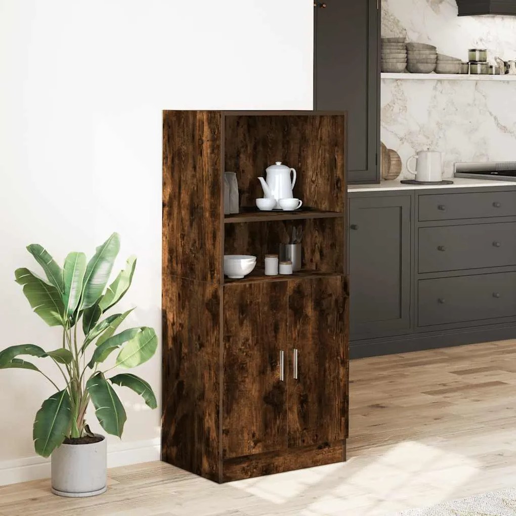 Ντουλάπι Κουζίνας Καπνιστή Δρυς 57x41,5x131,5 εκ. Επεξεργ. Ξύλο - Καφέ