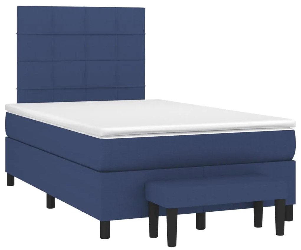 vidaXL Κρεβάτι Boxspring με Στρώμα Μπλε 120x190 εκ. Υφασμάτινο