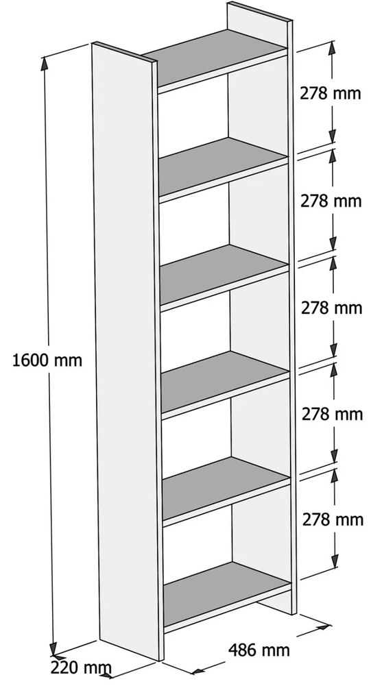 ΒΙΒΛΙΟΘΗΚΗ ΜΕΛΑΜΙΝΗΣ SONΟMA-ΛΕΥΚΟ  48,5x22x160Υ εκ.