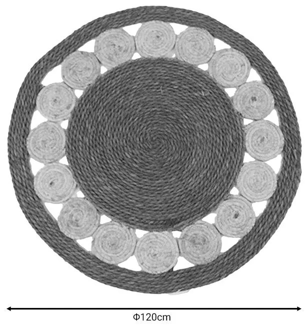 Χαλί Opronzo Inart φυσικό σχοινί Φ120x2εκ 120x120x2 εκ.