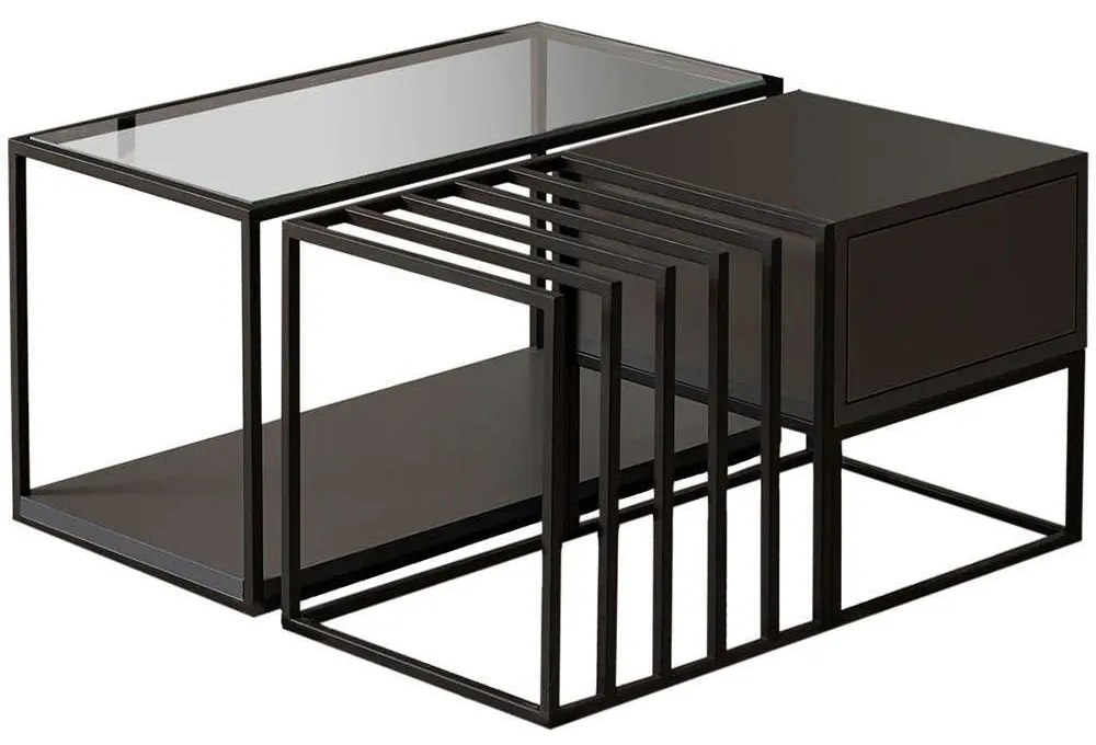 Τραπέζι Σαλονιού Charlotte 141HWR1146 90x90x37cm Black