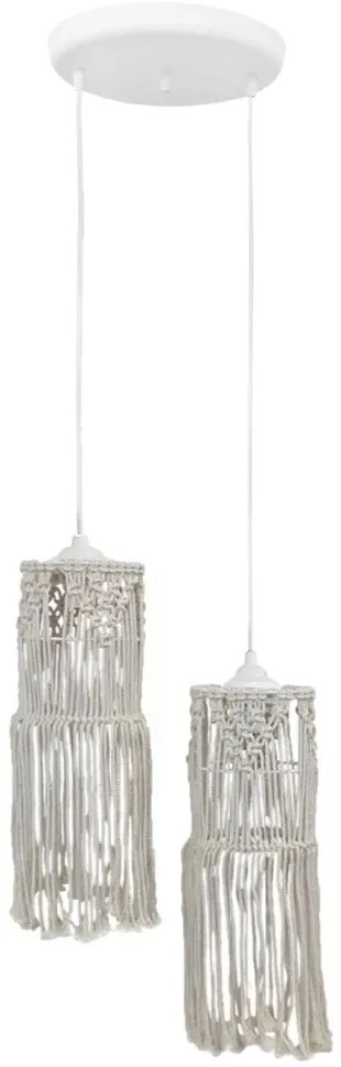 Φωτιστικό Οροφής Mac-01Pendel 2/L Macrame 31-1061 White Heronia Σχοινί, Πλαστικό