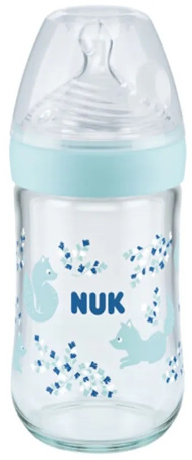 Μπιμπερό Γυάλινο Nature Sense 10745119 Temperature Control 240ml 0-6 Μηνών Ciel Nuk 240ml Glass,Silicon