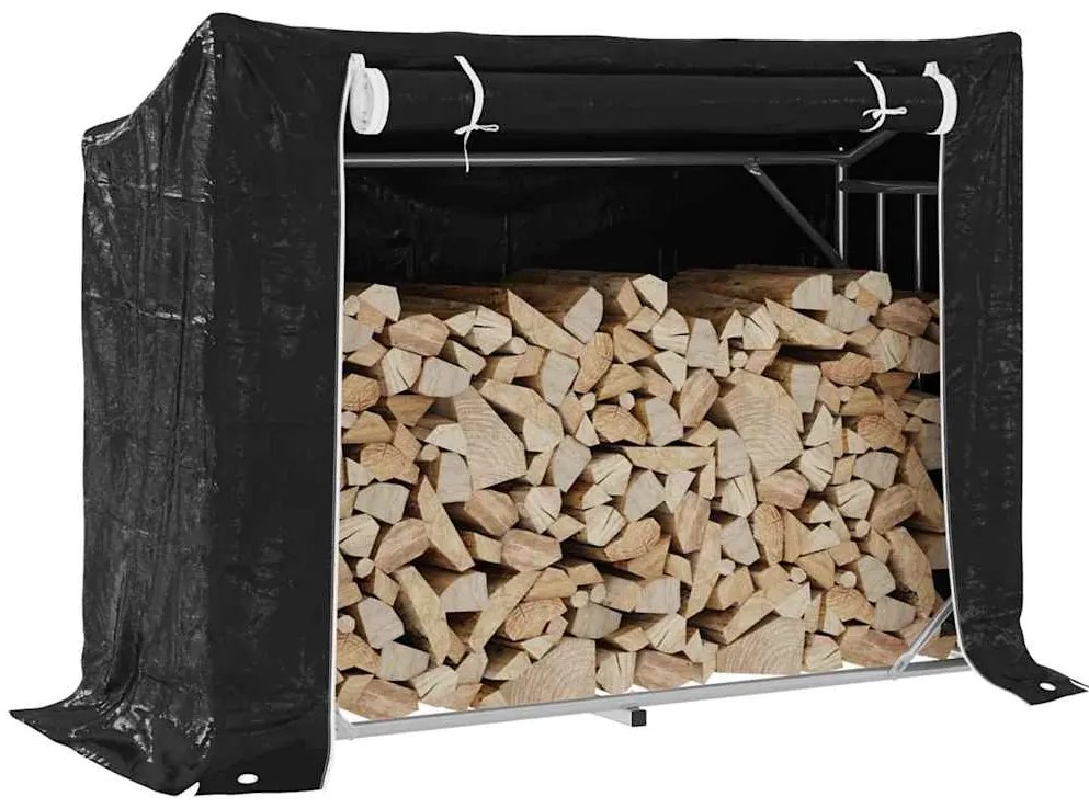 vidaxL Ράφι για καυσόξυλα με κάλυμμα βροχής 151x60,5x110,5 εκ.