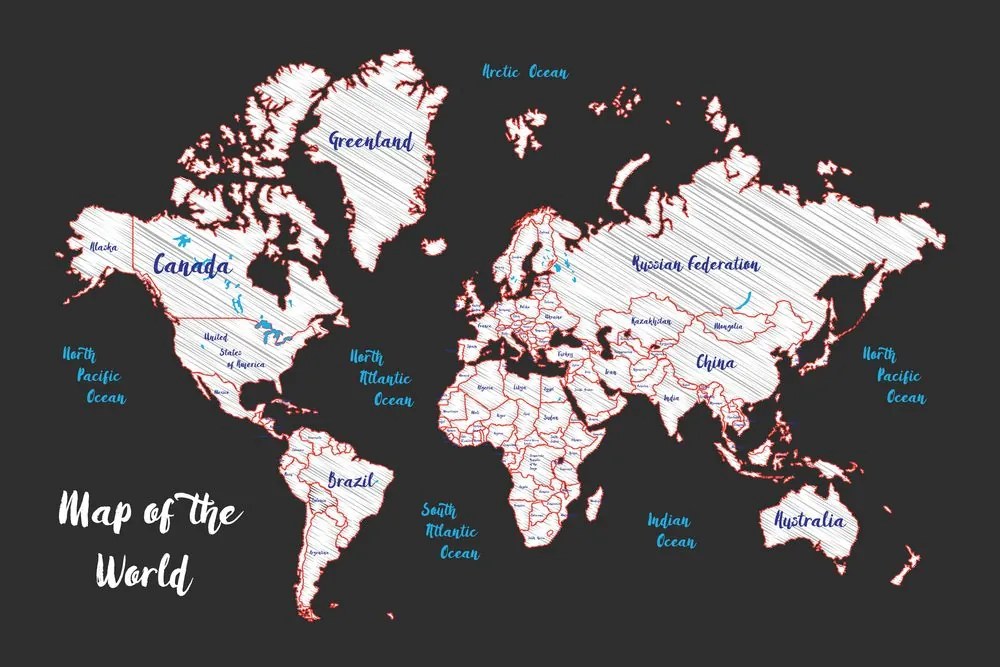 Εικόνα στο φελλό ενός μοναδικού παγκόσμιου χάρτη - 90x60  smiley