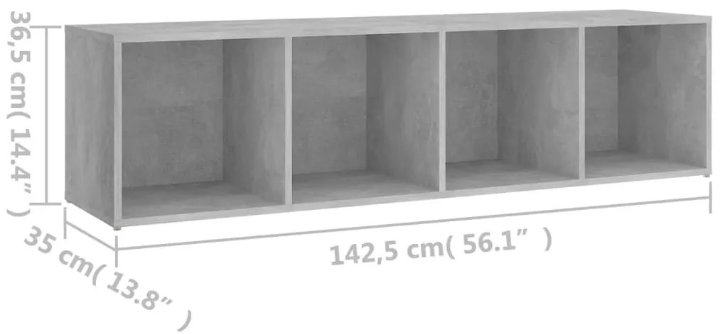 Έπιπλο Τηλεόρασης Γκρι Σκυροδ. 142,5x35x36,5 εκ. Επεξ. Ξύλο - Γκρι