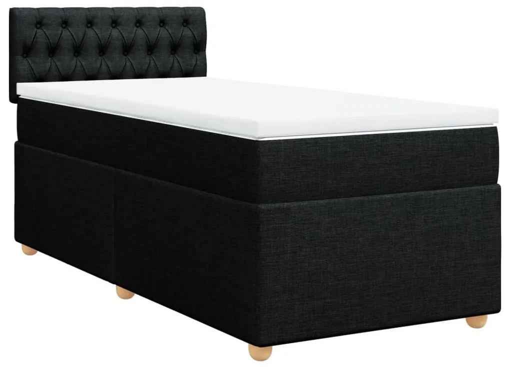 vidaXL Κρεβάτι Boxspring με Στρώμα Μαύρο 90x190 εκ.Υφασμάτινο