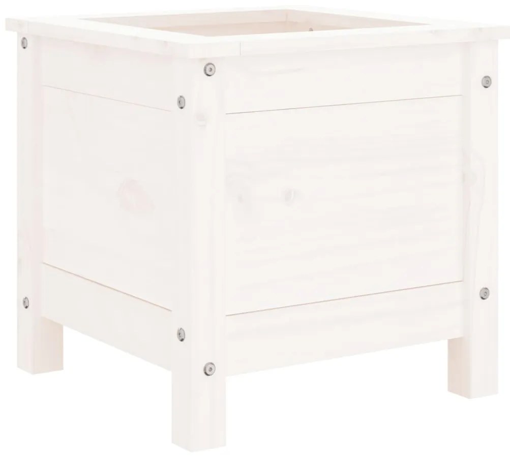 vidaXL Ζαρντινιέρα Λευκή 40 x 40 x 39 εκ. από Μασίφ Ξύλο Πεύκου