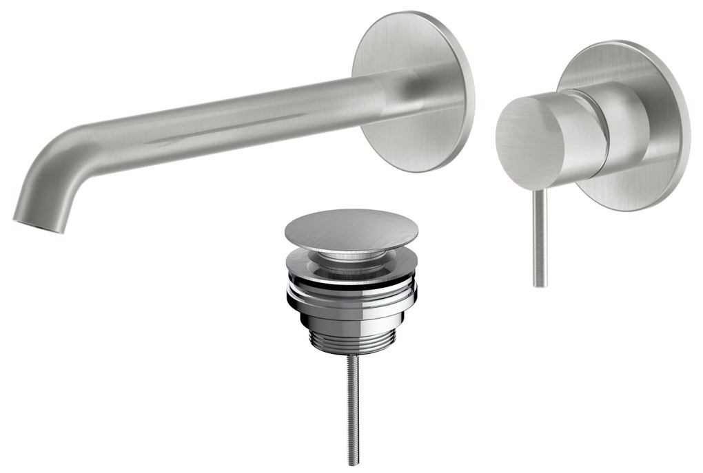 La Torre ELLE 316 inox Brushed Μπαταρία Νιπτήρος εντοιχισμού 2 οπών+Βαλβίδα clic-clac INOX 316  35032-111 N0338-111